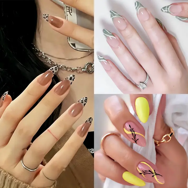 24 PCS Reusable Press-On Nails Kit - Full Cover False Nail Tips with Jelly Stickers, Easy to Apply, Long-Lasting, Perfect for Makeup Accessories