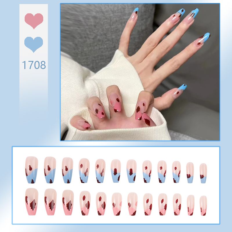 24 PCS Mechanical Wearable Nail Kit - High-Quality Fake Nails with Liquid Glue, Quick Application, Durable, Stylish Design, Perfect for Any Occasion, Salon Alternative, Fits All Nail Sizes