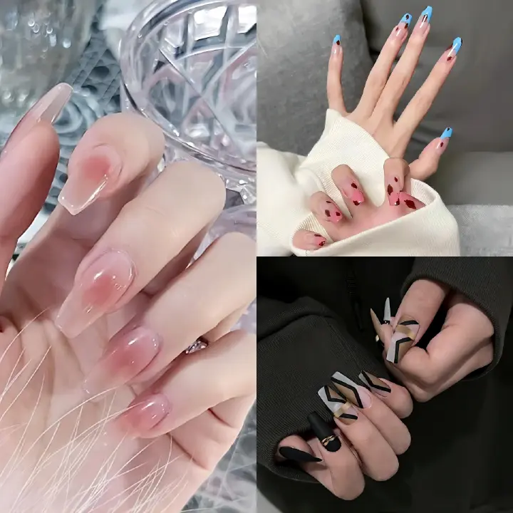 24 PCS Mechanical Wearable Nail Kit - High-Quality Fake Nails with Liquid Glue, Quick Application, Durable, Stylish Design, Perfect for Any Occasion, Salon Alternative, Fits All Nail Sizes