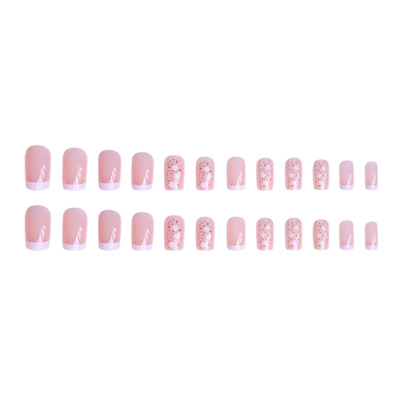 New 24pcs False Nails Set - Reusable Stick-On Nail Tips with Jelly Stickers, Full Coverage, Easy Application, Long-Lasting