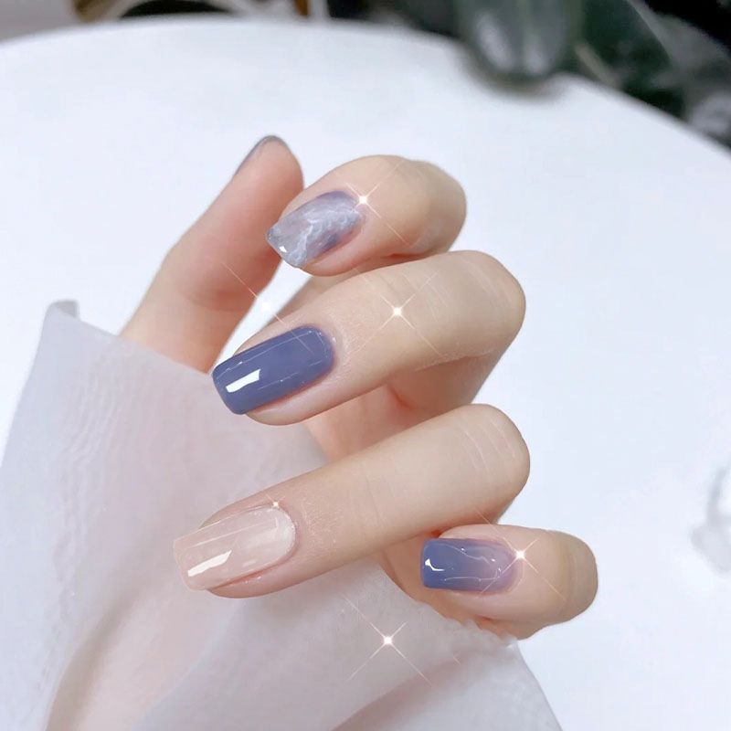 New 24pcs False Nails Set - Reusable Stick-On Nail Tips with Jelly Stickers, Full Coverage, Easy Application, Long-Lasting