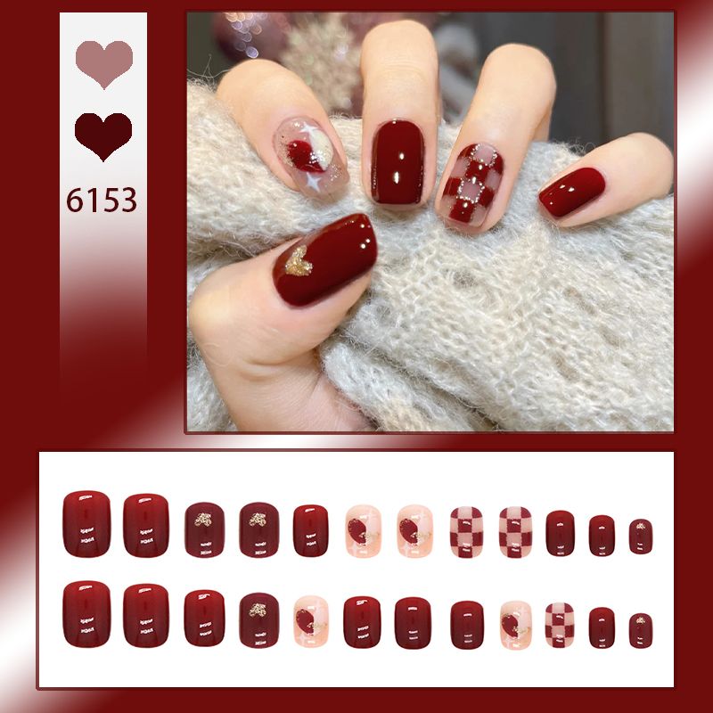New 24 Pieces Short Plastic Art Fake Nails - Press-On Reusable Full Cover False Nail Tips for Nail Art Decoration