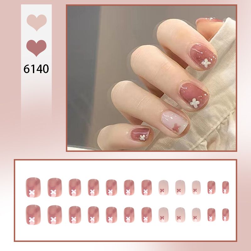 New 24 Pieces Short Plastic Art Fake Nails - Press-On Reusable Full Cover False Nail Tips for Nail Art Decoration