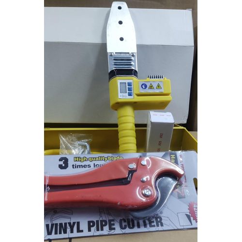 PPR Water Pipe Welding Machine with Free Pipe Cutter for PP, PP-R, PE, PP-C - Poly Pipe Fusion Machine - PVC Pipe Heater