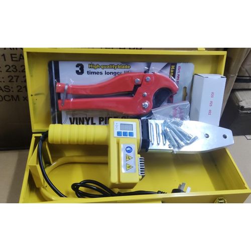 PPR Water Pipe Welding Machine with Free Pipe Cutter for PP, PP-R, PE, PP-C - Poly Pipe Fusion Machine - PVC Pipe Heater
