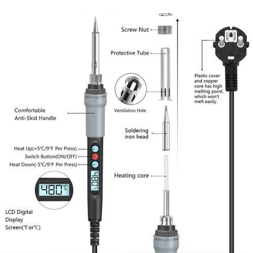 90W Soldering Iron Kit, with Adjustable simplifed Temperature Soldering-Iron Gun Kit Welding Tool with High-definition LCD screen display,  Easy-to-read temperature display