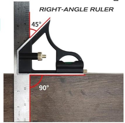 3 In 1 Adjustable Multi Combination Right Angle Ruler 300mm movable Square Angle ruler, Adjustable Sliding Combination Square Square Ruler & Protractor Level Measure Measuring Set