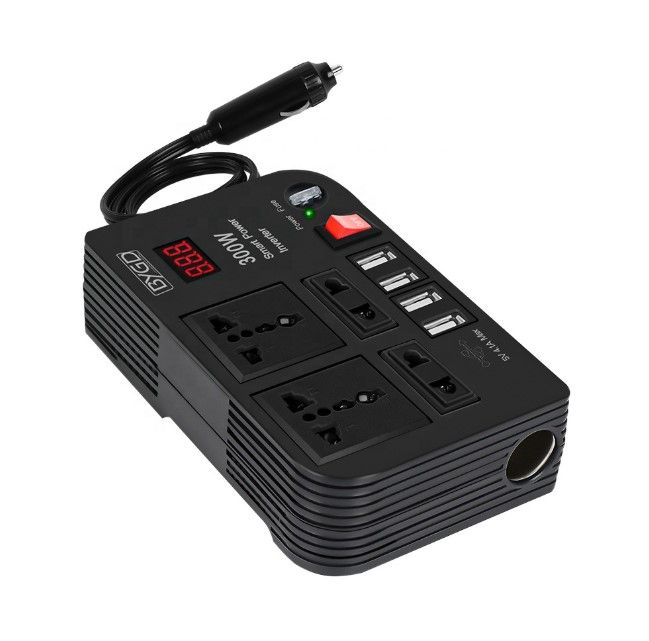 300W Car Power Inverter Dc to Ac 12V to 240V With 4 Ac ports, 4 USB ports + cigarette lighter