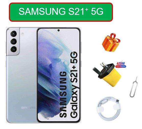 Refurbished Samsung Galaxy S21+ 5G, 256GB, Original Screen, 12MP Camera 4800mAh Battery Phone-DUAL SIM ,UNLOCKED, Free Adapter, fast charging data cable, SIM ejector pin