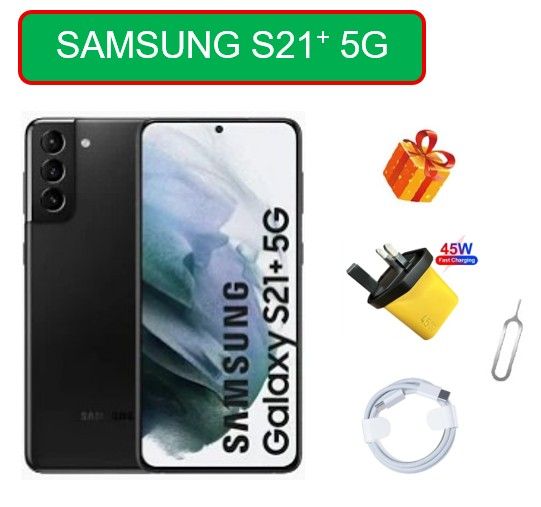 Refurbished Samsung Galaxy S21+ 5G, 256GB, Original Screen, 12MP Camera 4800mAh Battery Phone-DUAL SIM ,UNLOCKED, Free Adapter, fast charging data cable, SIM ejector pin