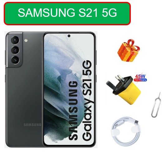 Refurbished Samsung Galaxy S21 5G, 256GB, Original  Screen,12MP Camera 4800mAh Battery Phone-DUAL SIM ,UNLOCKED, Free Adapter, fast charging data cable, SIM ejector pin