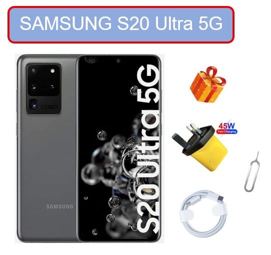 Samsung Galaxy S20 Ultra 5G (128GB, 12GB), Dual SIM, with original screen, 6.9" AMOLED,5000 mAh,  Fully Unlocked, Excellent Condition, Like New ,Plus free Sim Ejector Pin, Fast Charging Cable + Plug
