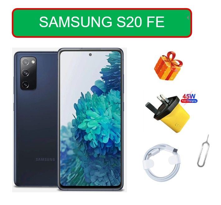Refurbished Samsung Galaxy S20 FE, 128GB +6GB , DUAL SIM, With Original Screen, G780F/DS 6.5", Octa Core IP68, 4500mAh ,UNLOCKED,  Like New, Free SIM ejector pin, Fast Charging Data Cable, 45W, Plug