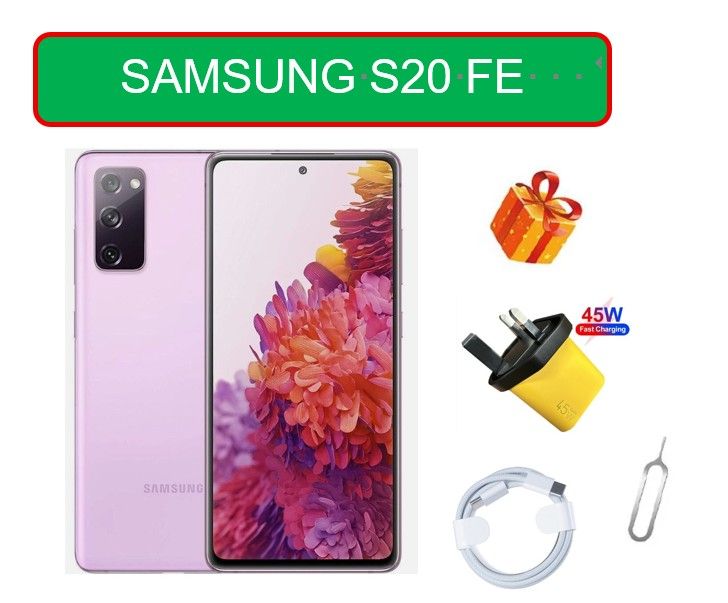 Refurbished Samsung Galaxy S20 FE, 128GB +6GB , DUAL SIM, With Original Screen, G780F/DS 6.5", Octa Core IP68, 4500mAh ,UNLOCKED,  Like New, Free SIM ejector pin, Fast Charging Data Cable, 45W, Plug