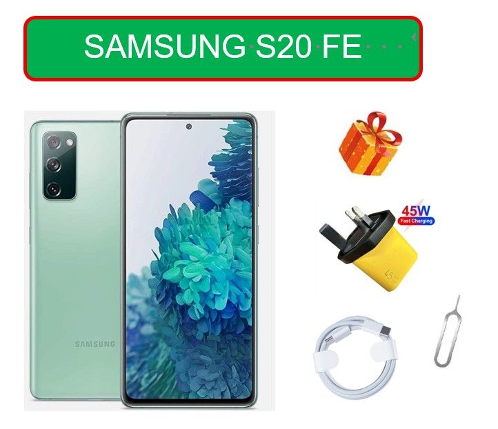 Refurbished Samsung Galaxy S20 FE, 128GB +6GB , DUAL SIM, With Original Screen, G780F/DS 6.5", Octa Core IP68, 4500mAh ,UNLOCKED,  Like New, Free SIM ejector pin, Fast Charging Data Cable, 45W, Plug