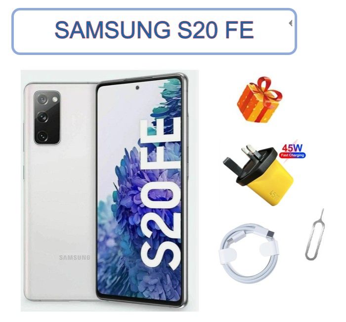 Refurbished Samsung Galaxy S20 FE, 128GB +6GB , DUAL SIM, With Original Screen, G780F/DS 6.5", Octa Core IP68, 4500mAh ,UNLOCKED,  Like New, Free SIM ejector pin, Fast Charging Data Cable, 45W, Plug