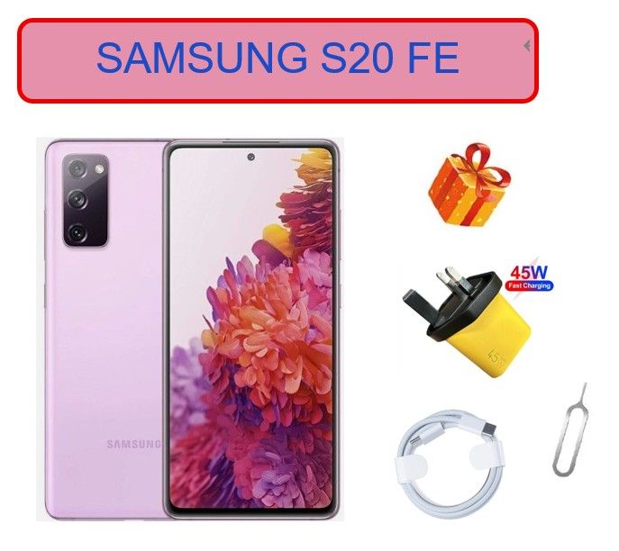 Refurbished Samsung Galaxy S20 FE, 128GB +6GB , DUAL SIM, With Original Screen, G780F/DS 6.5", Octa Core IP68, 4500mAh ,UNLOCKED,  Like New, Free SIM ejector pin, Fast Charging Data Cable, 45W, Plug
