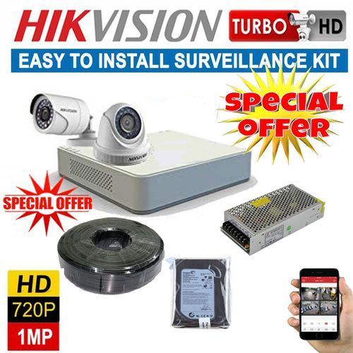 Hikvision 2 HD CCTV Cameras Full System Package-Night Vision Activated