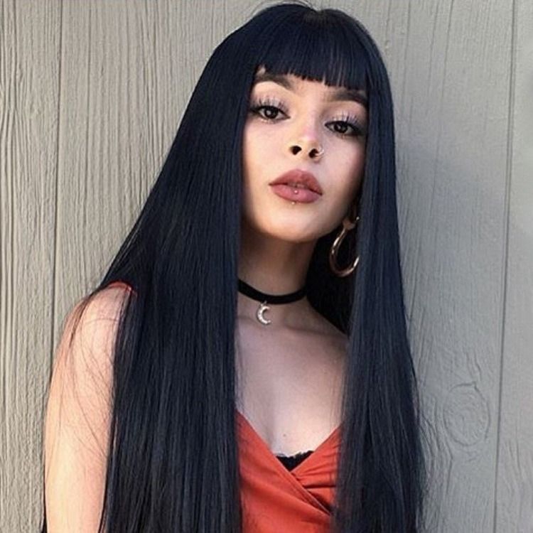 African Popular Fashion Net Red Wig Full Hair Type Female Long Straight hair chemical fiber simulation hair whole top false black long straight natural hair