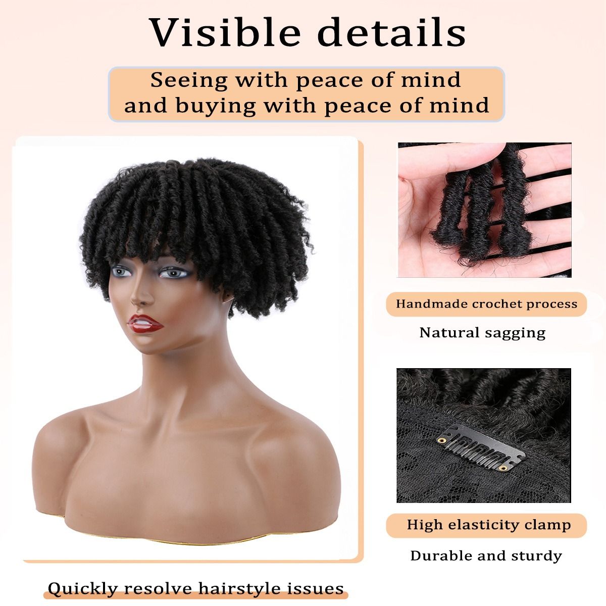 2024 African Fashion Dreads 6 inch Curly Hair Wig Spiral Fiber Spiral Mesh Dreadlocks Braided Hair