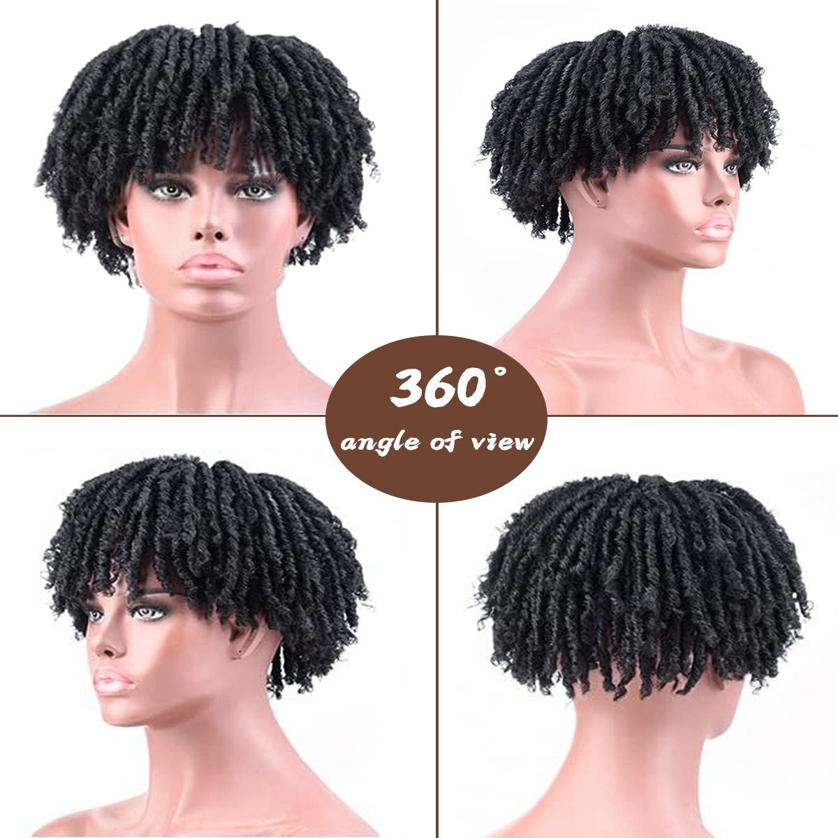 2024 African Fashion Dreads 6 inch Curly Hair Wig Spiral Fiber Spiral Mesh Dreadlocks Braided Hair