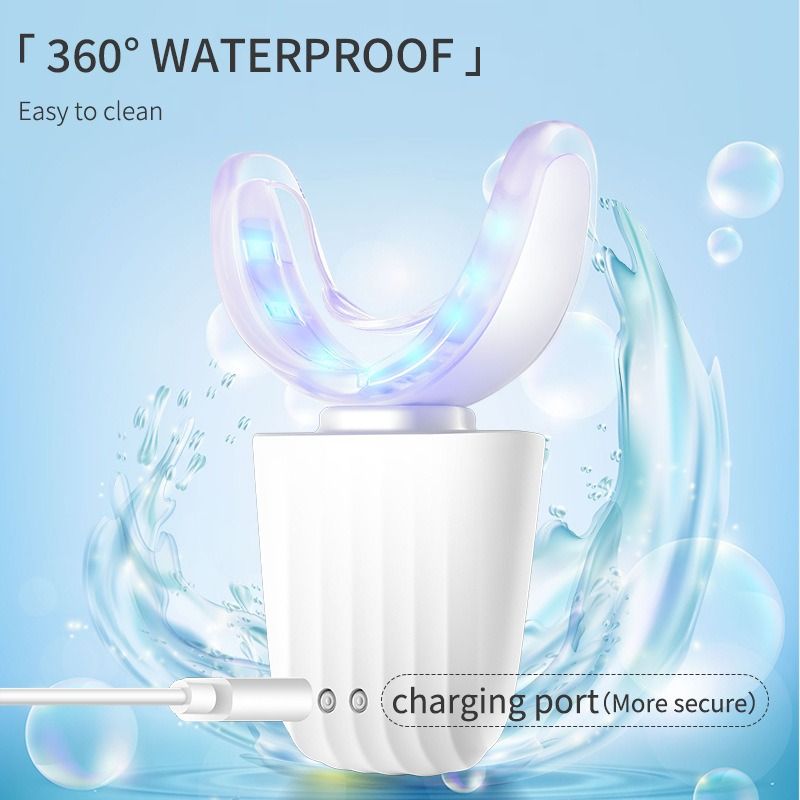 Automatic tooth cleaner cross-border African popular fashion adult automatic tooth cleaning instrument blue light ultrasonic electric toothbrush waterproof U-shaped cold light tooth beauty instrument