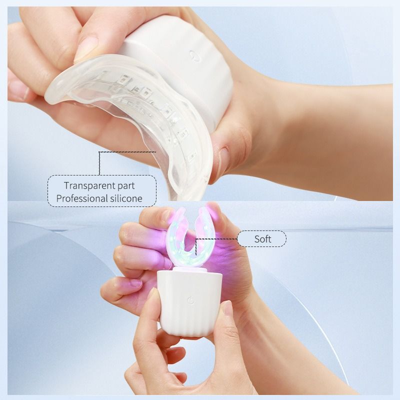 Automatic tooth cleaner cross-border African popular fashion adult automatic tooth cleaning instrument blue light ultrasonic electric toothbrush waterproof U-shaped cold light tooth beauty instrument