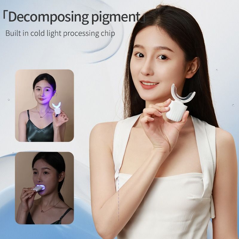 Automatic tooth cleaner cross-border African popular fashion adult automatic tooth cleaning instrument blue light ultrasonic electric toothbrush waterproof U-shaped cold light tooth beauty instrument