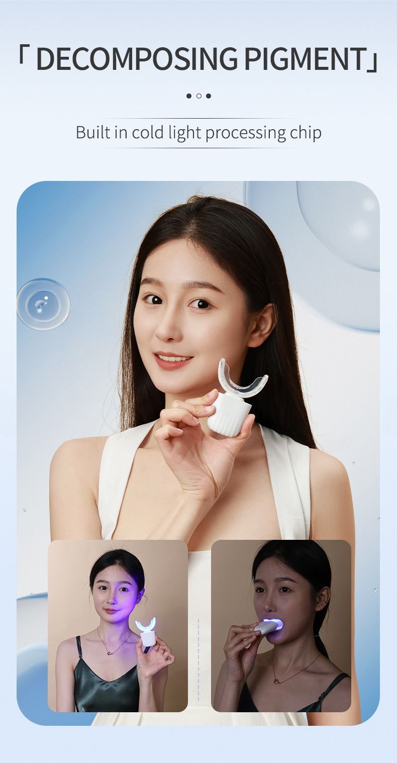 Automatic tooth cleaner cross-border African popular fashion adult automatic tooth cleaning instrument blue light ultrasonic electric toothbrush waterproof U-shaped cold light tooth beauty instrument