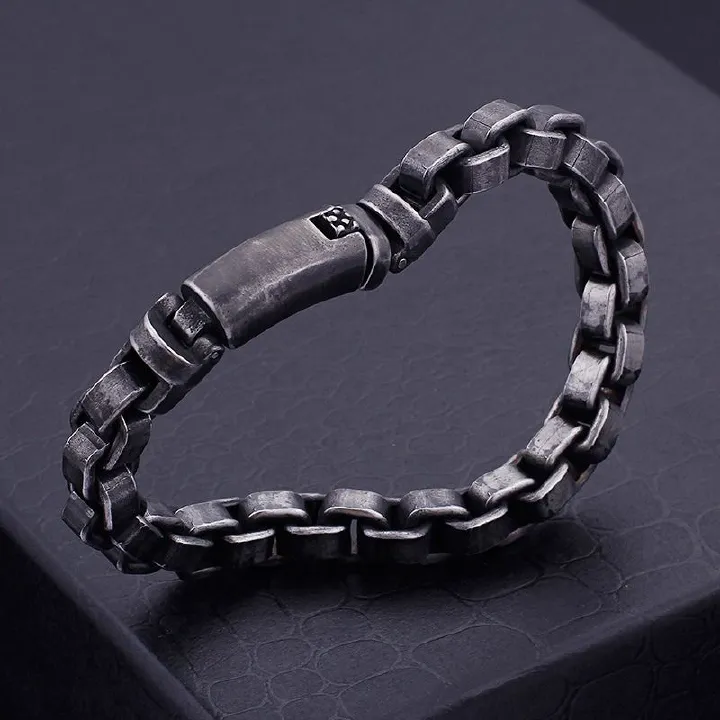 European and American fashion titanium steel bracelet casting hand jewelry wholesale contracted 316 stainless steel retro personality fashion male bracelet