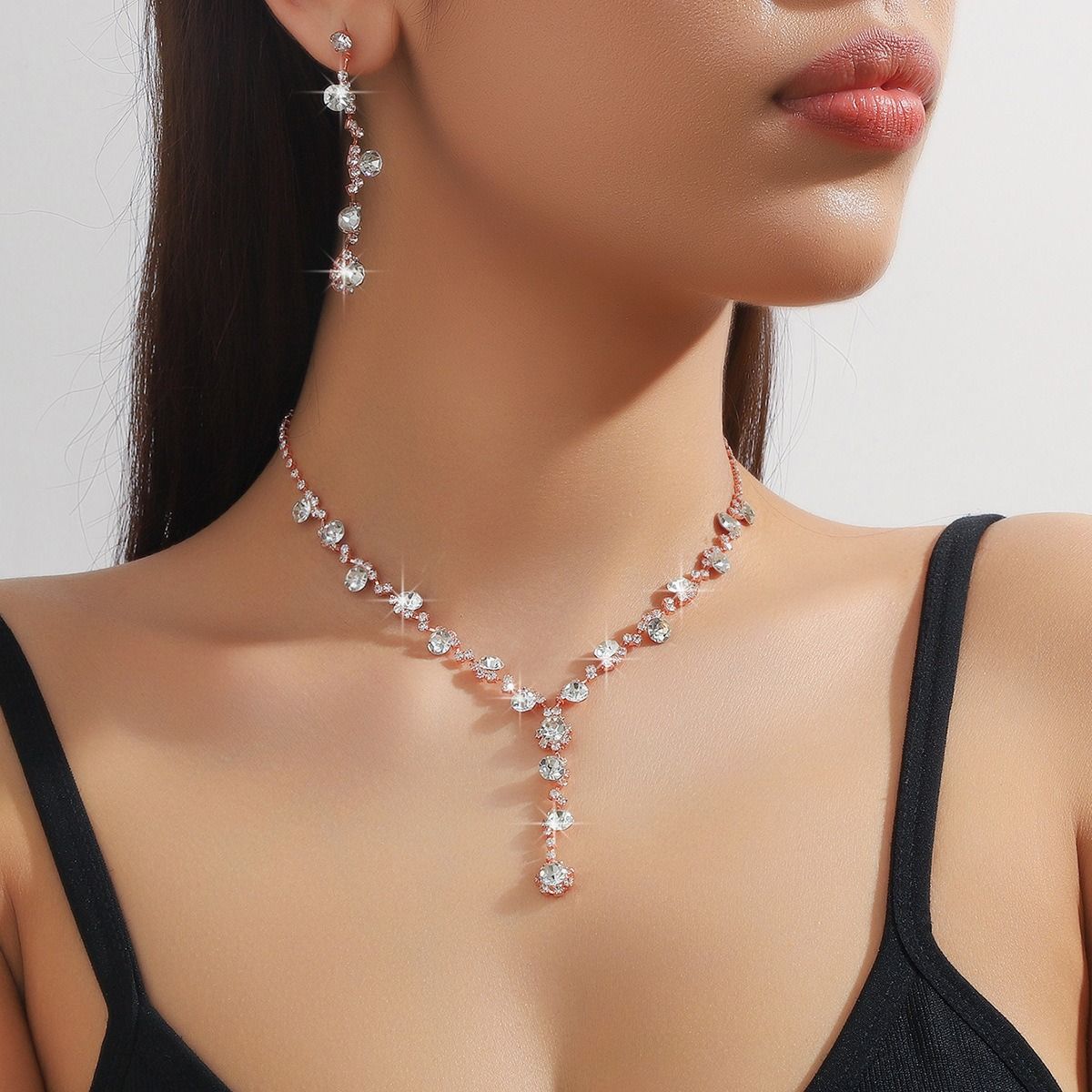 Bridal accessories Necklace Bracelet earrings four-piece set/three-piece set/two-piece set Niche high-end fashion commuter jewelry set dress all matching jewelry