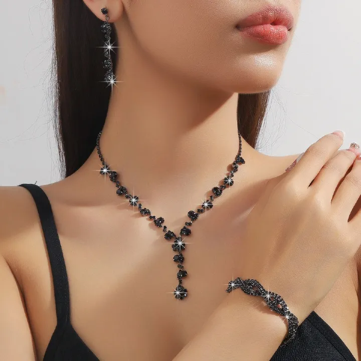 Bridal accessories Necklace Bracelet earrings four-piece set/three-piece set/two-piece set Niche high-end fashion commuter jewelry set dress all matching jewelry