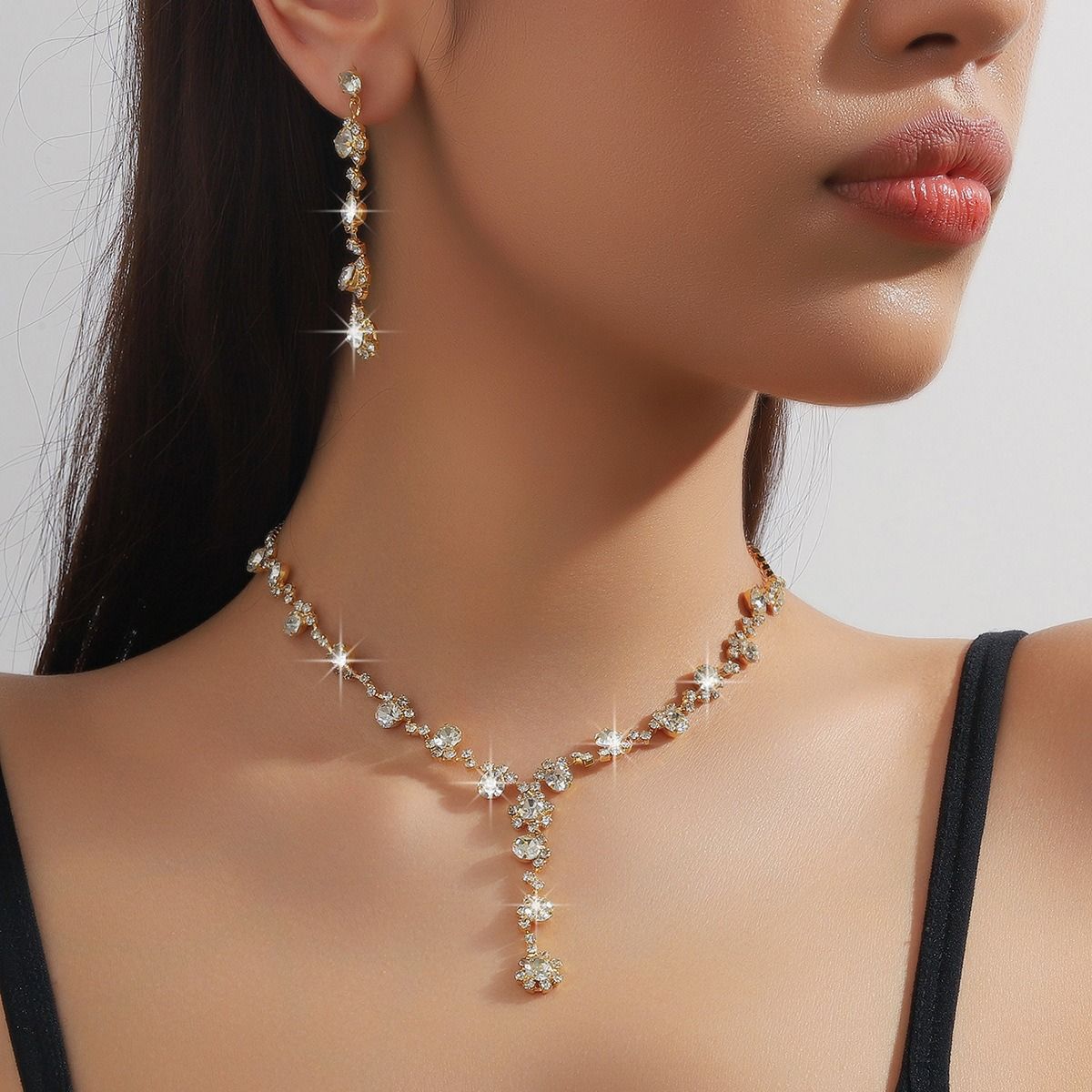 Bridal accessories Necklace Bracelet earrings four-piece set/three-piece set/two-piece set Niche high-end fashion commuter jewelry set dress all matching jewelry