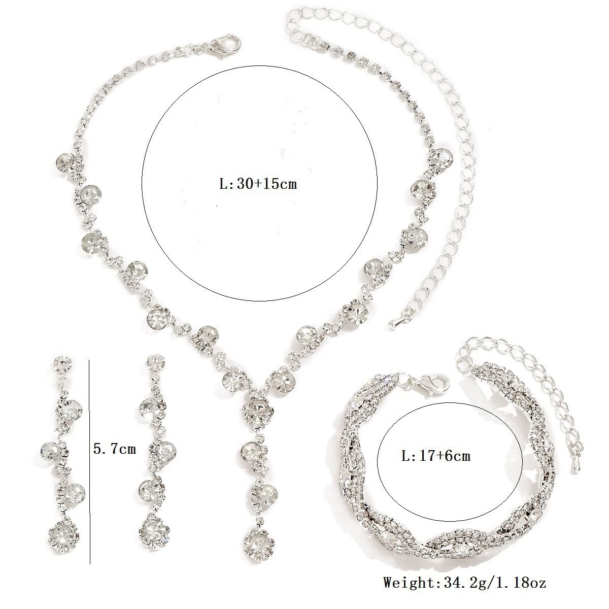 Bridal accessories Necklace Bracelet earrings four-piece set/three-piece set/two-piece set Niche high-end fashion commuter jewelry set dress all matching jewelry