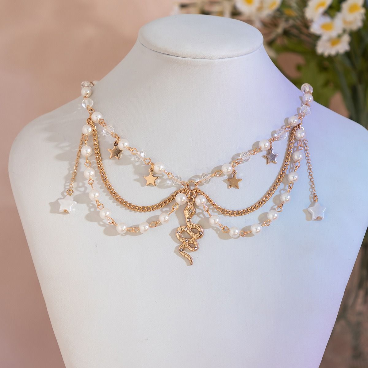 African cross-border multi-style accessories Fresh sweet pastoral design sense Pearl Sweet cool y2k Butterfly choker summer Dopamine necklace women