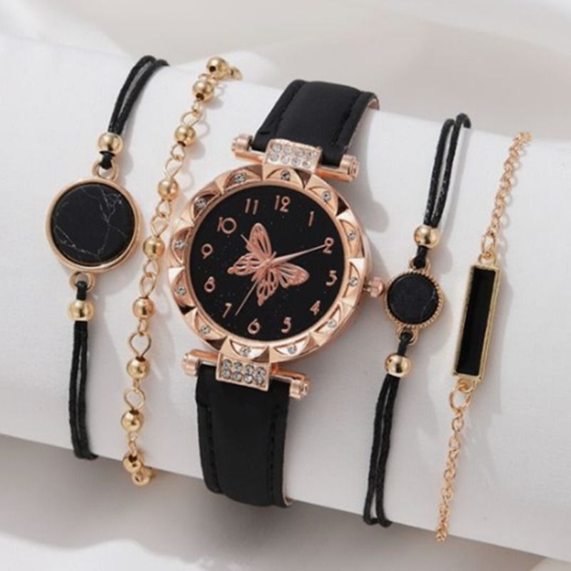 5pcs/set Boutique Gift Set For African Women Students Birthday Parties Accessories Gifts Hot Selling Fashionable Women's Watches Women's Bracelets And Watches
