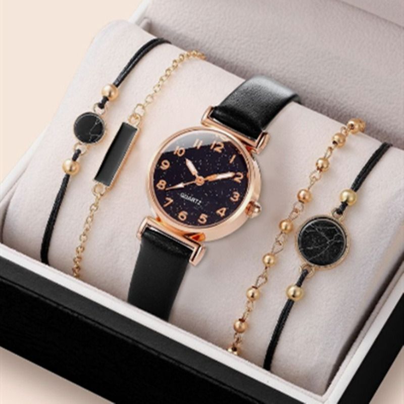 5pcs/set Boutique Gift Set For African Women Students Birthday Parties Accessories Gifts Hot Selling Fashionable Women's Watches Women's Bracelets And Watches