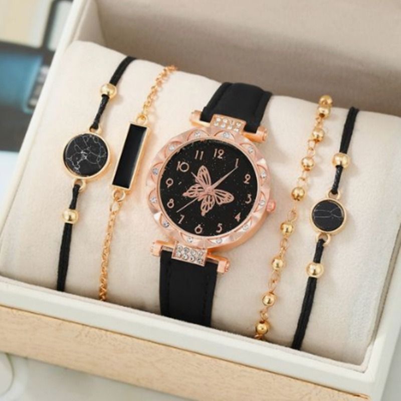 5pcs/set Boutique Gift Set For African Women Students Birthday Parties Accessories Gifts Hot Selling Fashionable Women's Watches Women's Bracelets And Watches