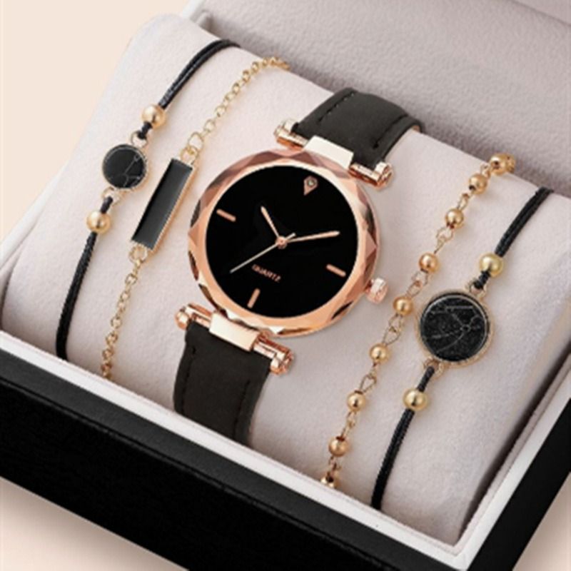 5pcs/set Boutique Gift Set For African Women Students Birthday Parties Accessories Gifts Hot Selling Fashionable Women's Watches Women's Bracelets And Watches