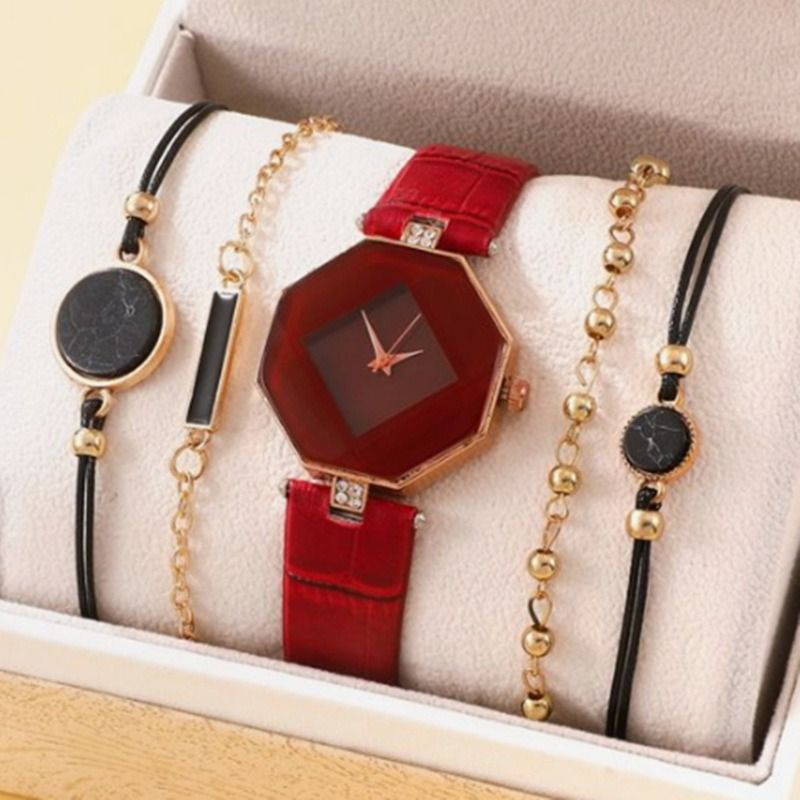5pcs/set Boutique Gift Set For African Women Students Birthday Parties Accessories Gifts Hot Selling Fashionable Women's Watches Women's Bracelets And Watches