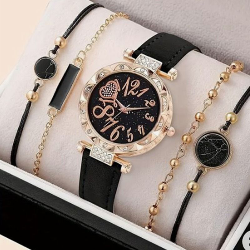 5pcs/set Boutique Gift Set For African Women Students Birthday Parties Accessories Gifts Hot Selling Fashionable Women's Watches Women's Bracelets And Watches