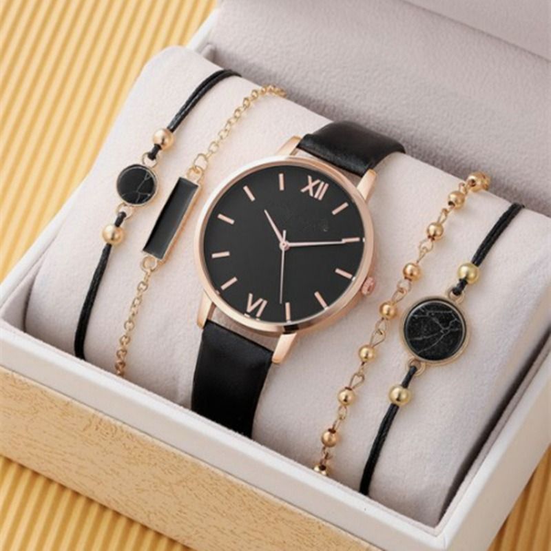 5pcs/set Boutique Gift Set For African Women Students Birthday Parties Accessories Gifts Hot Selling Fashionable Women's Watches Women's Bracelets And Watches