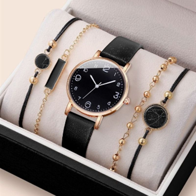 5pcs/set Boutique Gift Set For African Women Students Birthday Parties Accessories Gifts Hot Selling Fashionable Women's Watches Women's Bracelets And Watches