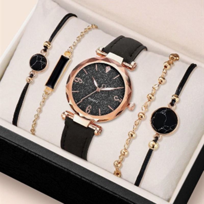 5pcs/set Boutique Gift Set For African Women Students Birthday Parties Accessories Gifts Hot Selling Fashionable Women's Watches Women's Bracelets And Watches