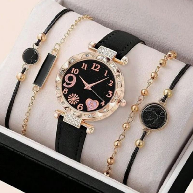 5pcs/set Boutique Gift Set For African Women Students Birthday Parties Accessories Gifts Hot Selling Fashionable Women's Watches Women's Bracelets And Watches