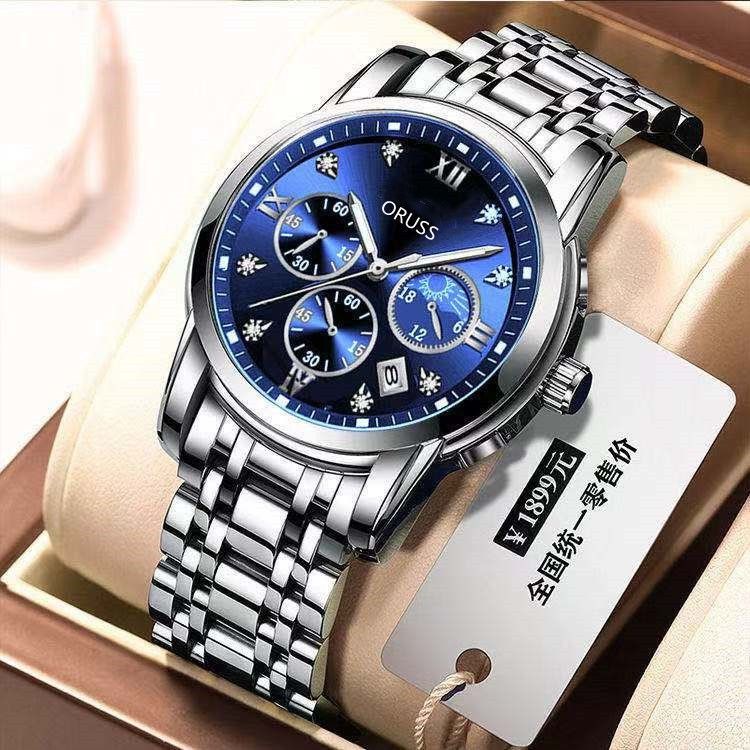 Swiss Brand Authentic Quartz Watch Men's Watch Fully Automatic Movement Watch Waterproof Glow Men's Watch Calendar Edition Non Mechanical High end Fashion Watch Business Fashion Sports Watch Casual Me