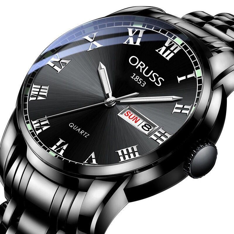 Swiss Brand Fully Automatic Movement Watch Men's Calendar Night Glow Non Mechanical Korean Version Steel Watch Business Leisure Sports Watch Men's Watch