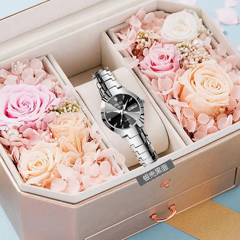 Popular High Quality 30M Waterproof Steel Band Calendar Women Watches Luminous Business Women's Date Watches Lovers' Ladies Leisure Metal  Watches Lovers Girlfriends Wife's Birthday Gift Date Waches