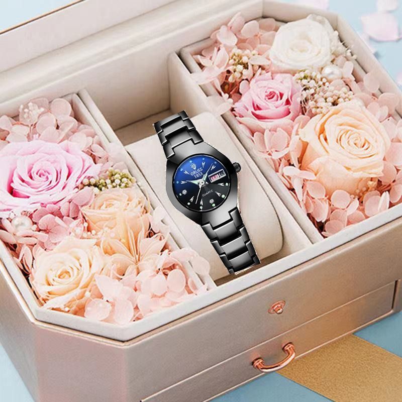 Popular High Quality 30M Waterproof Steel Band Calendar Women Watches Luminous Business Women's Date Watches Lovers' Ladies Leisure Metal  Watches Lovers Girlfriends Wife's Birthday Gift Date Waches