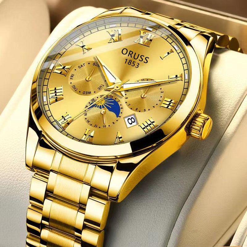 Swiss Brand Genuine Automatic Watch Men's Steel Belt Waterproof Calendar Watch Business Personalized Men's Watch Sports And Leisure Watch Fashionable Men's Watch Cool Men's Watch